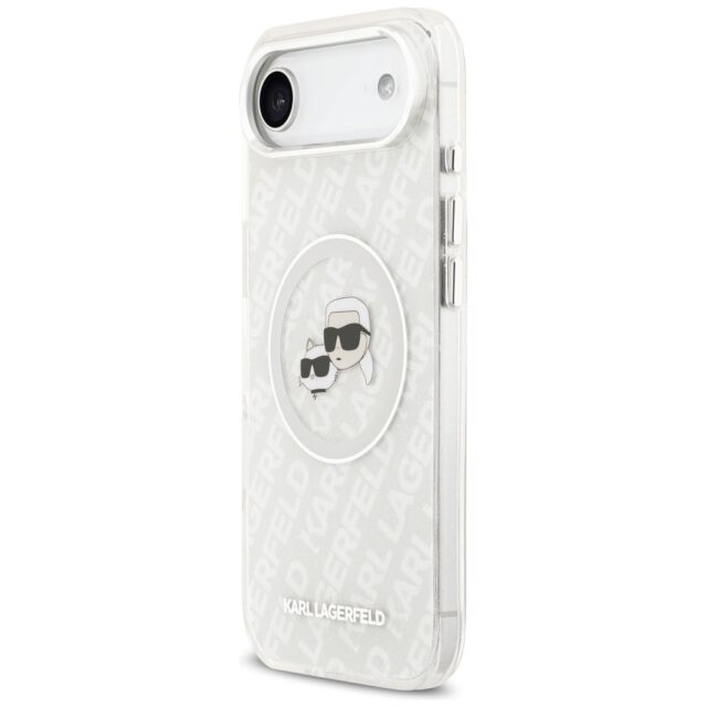 Karl Lagerfeld IML Glitter Karl & Choupette Heads Logo MagSafe Case for iPhone Air Gray - imagine 2