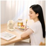 Mini desk fan AWEI F45 with clip 1200mAh white - imagine 5