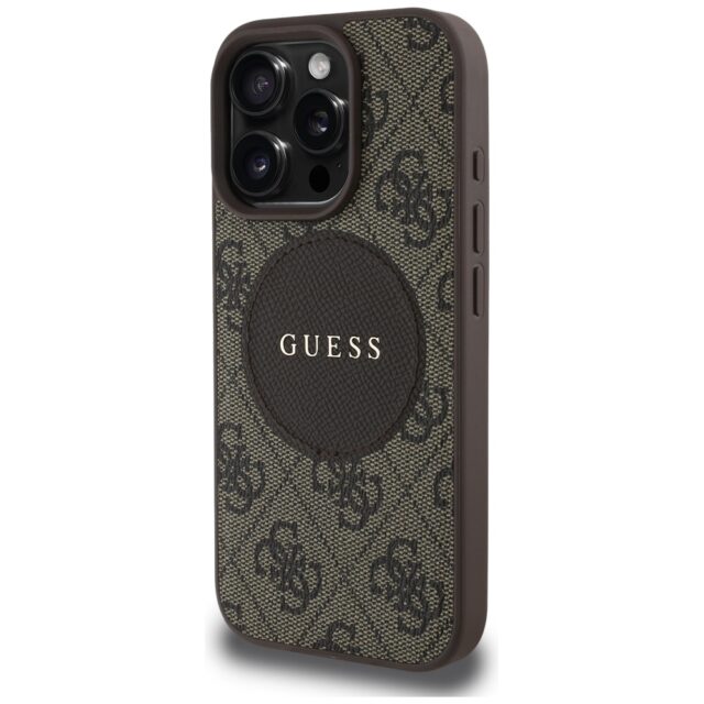 Case Guess 4G Circle Classic Logo MagSafe for iPhone 16 Pro Max brown - imagine 2