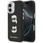 Karl Lagerfeld FW Grained Karl & Choupette Heads Pins & Logo Case for iPhone 17 Black