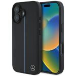 Mercedes MEHMP16S23RURBK iPhone 16 6.1" black hardcase MB Blue Line Leather MagSafe