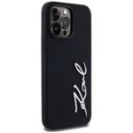 Case Karl Lagerfeld Silicone Metal Script Logo for iPhone 14 Pro Max black - imagine 4
