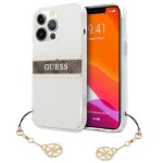 Guess GUHCP13LKB4GBR iPhone 13 Pro / 13 6,1" Transparent hardcase 4G Brown Strap Charm