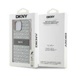 DKNY DKHCP15MPRTHSLE iPhone 15 Plus / 14 Plus 6.7 inch beige hardcase Leather Mono Stripe & Metal Lo - imagine 8