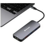 Verbatim Adapter Hub USB-C - HDMI/3xUSB-A/SD/microSD/2xUSB-C/Eternet aluminum 32152 - imagine 3