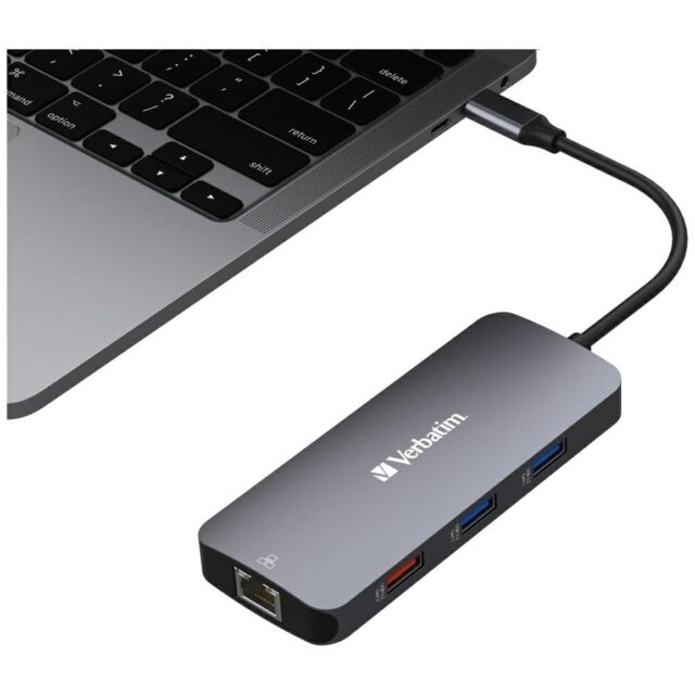 Verbatim Adapter Hub USB-C - HDMI/3xUSB-A/SD/microSD/2xUSB-C/Eternet aluminum 32152 - imagine 3