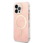 Guess Set GUBPP13LH4EACSP Case+ Charger iPhone 13 Pro pink hard case 4G Print MagSafe - imagine 2