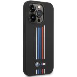 BMW Case BMHCP14L22SWTK iPhone 14 Pro 6.1" black Silicone Vertical Tricolor Lines - imagine 4