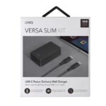 UNIQ Versa Slim Charger USB-C PD 18W + USB-C-USB-C Cable charcoal black (LITHOS Collect - imagine 4