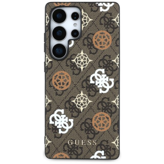 Case Guess 4G Printed Colored Peony Pattern MagSafe to Samsung Galaxy S25 Ultra brown - imagine 3