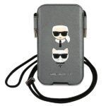 Karl Lagerfeld Torebka KLHCP12LOPHKCG6,7" grey hardcase Saffiano Ikonik Karl&Choupette Head