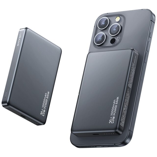 Powerbank USAMS CY Series CD242 10000mAh 20W Magnetic Wireless titanium - imagine 2