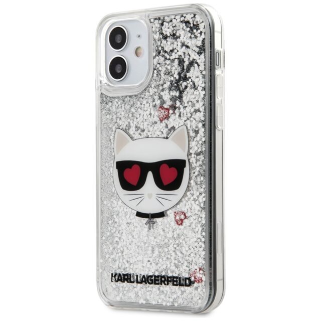 Karl Lagerfeld KLHCP12SLCGLSL iPhone 12 mini 5,4" silver hardcase Liquid Glitter Choupette - imagine 2