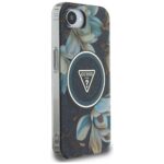 Case Guess IML Metal Glitter Flowers Triangle MagSafe for iPhone 16e black - imagine 4