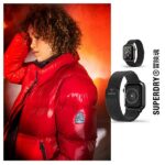 SuperDry Watchband Apple Watch 38/40/41mm Series 1/2/3/4/5/6/7/8/SE/SE2/SE3 Chainmail black 41681 - imagine 7