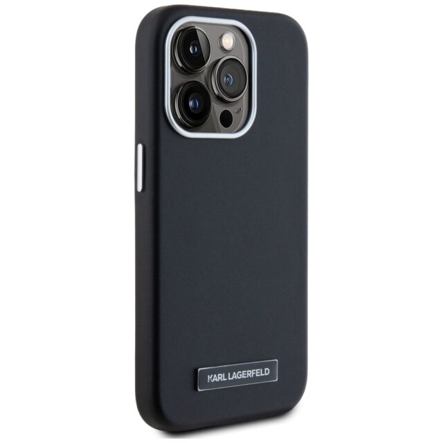 Case Karl Lagerfeld  FW Metal Plate MagSafe for iPhone 15 Pro Max black - imagine 4