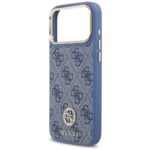 Guess 4G Strass Logo & Big Strap Metal Buttons MagSafe Case for iPhone 17 Pro Max blue - imagine 6