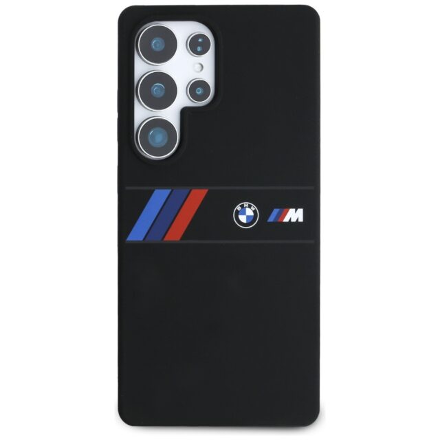 Case BMW Silicone Middle Tricolor Stripes MagSafe for Samsung Galaxy S25 Ultra black - imagine 3