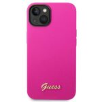 Guess GUHCP14SSLSMF iPhone 14 / 15 / 13 6.1" fuschia hard case Silicone Vintage Gold Logo - imagine 3