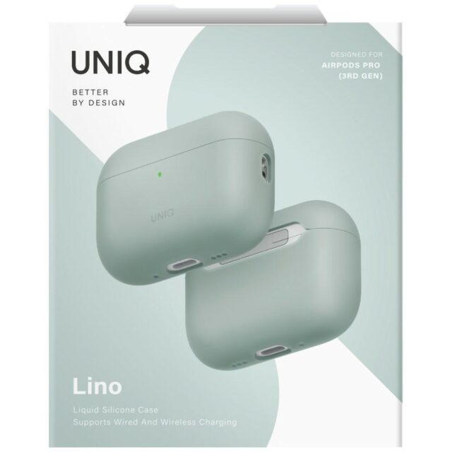 Case UNIQ Lino for AirPods Pro 3 gen      Silicone green - imagine 6