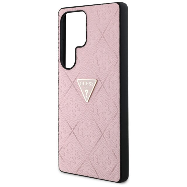 Case Guess Hot Stamp 4G Pattern Triangle Metal Logo Samsung Galaxy S25 Ultra pink - imagine 6