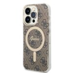 Guess Set GUBPP14XH4EACSW Case+ Charger iPhone 14 Pro Max 6,7" brown hard case 4G Print Ma - imagine 2