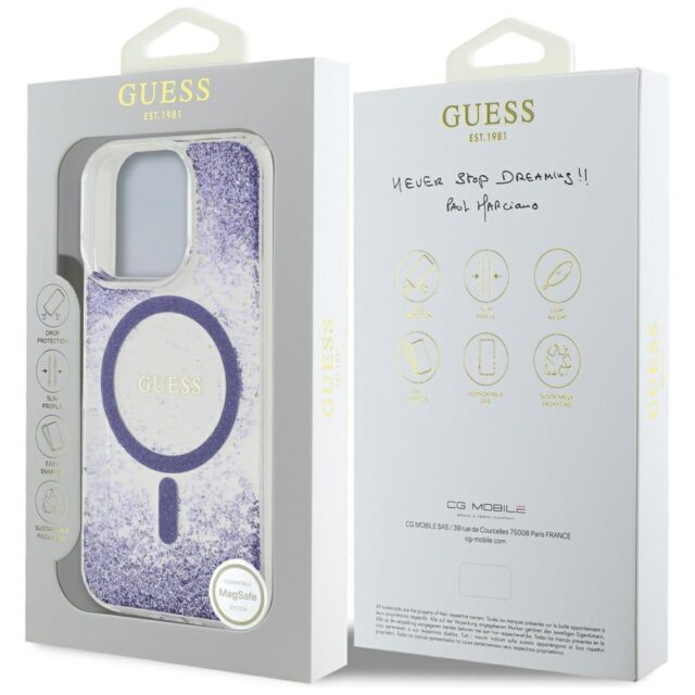 Guess HC Resin Bottom Glitter Case for iPhone 16 Pro Max MagSafe Purple - imagine 8