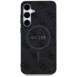 Case Guess Leather 4G Colored Ring Classic Logo MagSafe Samsung Galaxy S25 black - imagine 3