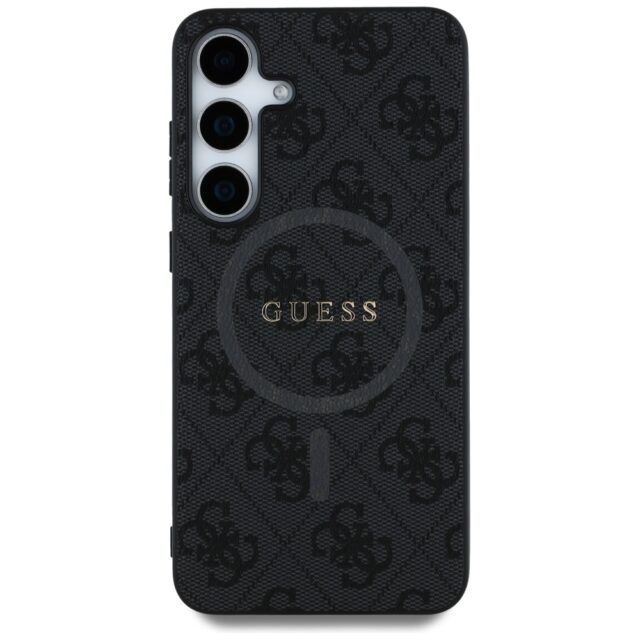 Case Guess Leather 4G Colored Ring Classic Logo MagSafe Samsung Galaxy S25 black - imagine 3