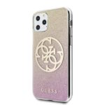 Guess GUHCN58PCUGLPGG iPhone 11 Pro gold pink hard case Glitter Gradient 4G Circle Logo - imagine 2