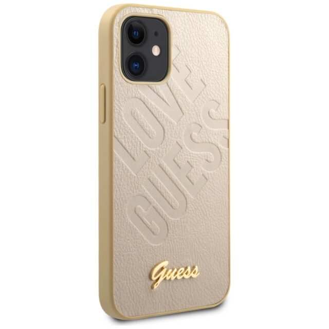 Guess GUHCP12SPUILGLG iPhone 12 mini 5,4" gold hardcase Iridescent Love Script Gold Logo - imagine 4