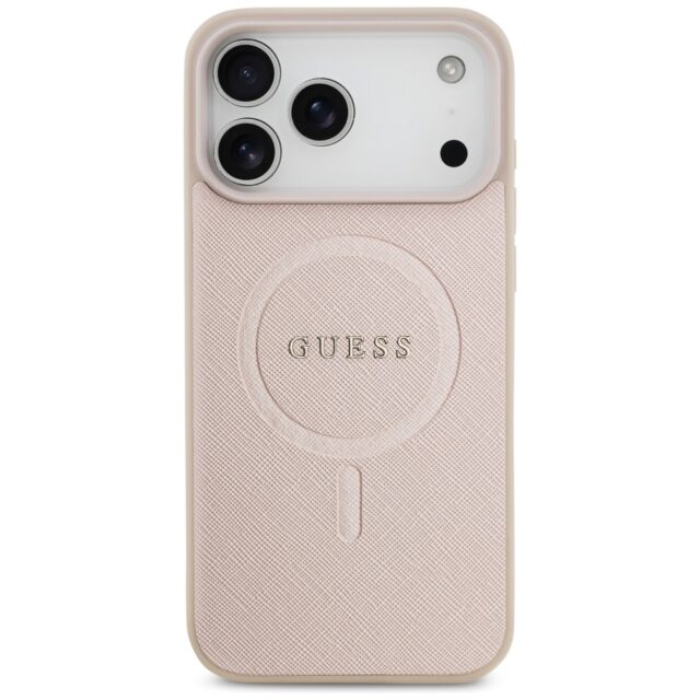 Guess Saffiano Classic Logo MagSafe Case for iPhone 17 Pro Max Pink - imagine 3