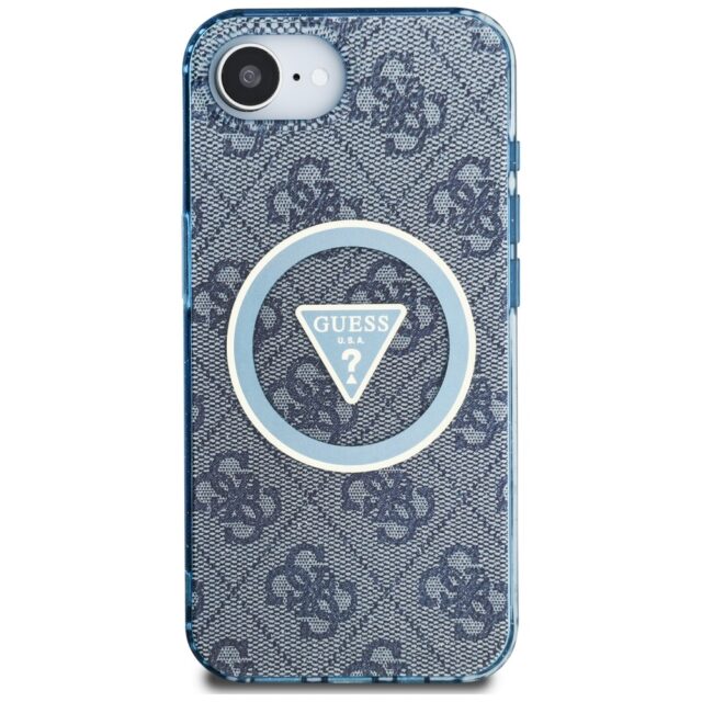 Case Guess IML Metal Glitter 4G Circle Triangle MagSafe for iPhone 16e blue - imagine 3