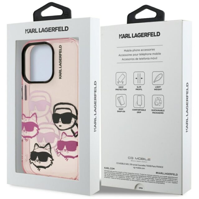 Case Karl Lagerfeld IML Multi K&C Head Pattern for iPhone 16 Pro pink - imagine 8