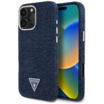 Case Guess Denim Triangle Logo MagSafe for iPhone 16 Pro Max blue