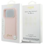 Case Guess Silicone Script Metal Logo MagSafe for iPhone 17 Pro pink - imagine 8