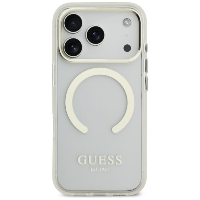 Guess Metal Outline MagSafe case for iPhone 17 Pro gold - imagine 3