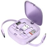 USAMS 3in1 Expandable Cable with BoxMicroUSB/USB-C/Lightning 60W Purple SJ650USB03 - imagine 2