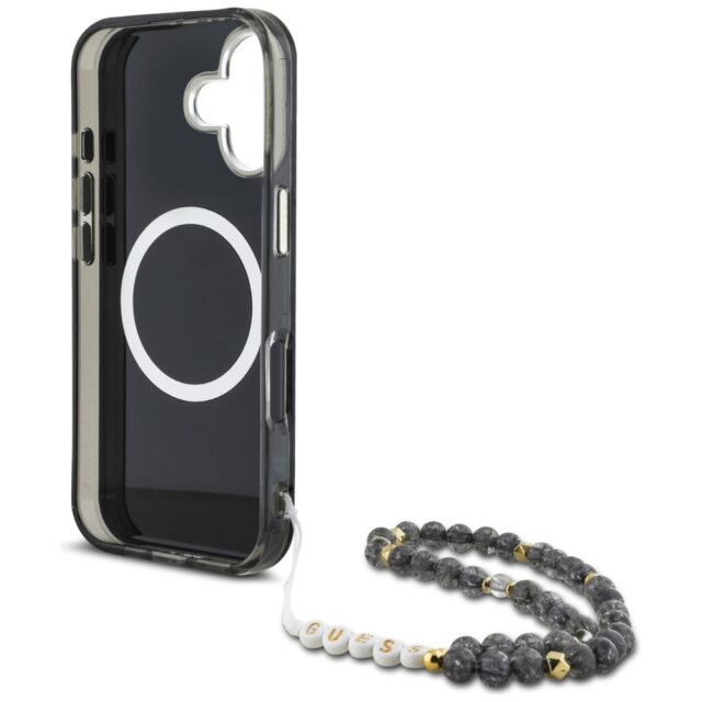 Case Guess Palm Trees Triangle Pearl Strap MagSafe for iPhone 16 black - imagine 6