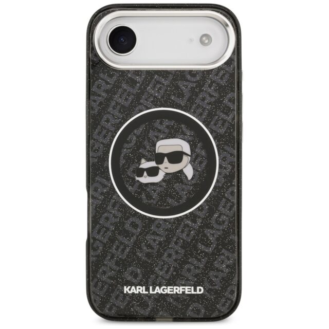 Case Karl Lagerfeld IML Glitter Karl &   Choupette Heads Logo MagSafe for iPhone Air black - imagine 3