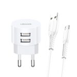 USAMS Wall Charger 2xUSB T20 2.1A microUSB white Round Fast Charging XTXLOGT18MC05