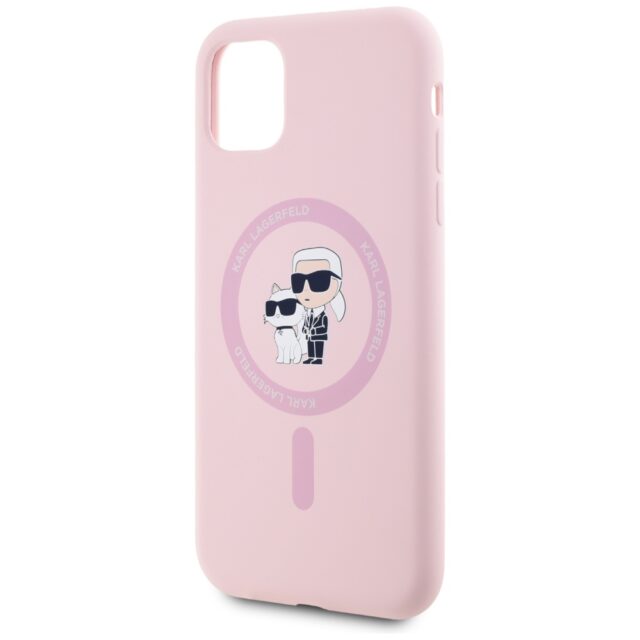 Case Karl Lagerfeld Silicone Karl&Choupette MagSafe for iPhone 11 pink - imagine 6