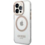 Guess GUHMP15SHTRMD iPhone 15 / 14 / 13 6.1" gold hard case Metal Outline Magsafe - imagine 2