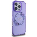 Guess GUHMP16LHFWFCU iPhone 16 Pro 6.3" purple hardcase IML Flowers Wreath MagSafe - imagine 4