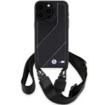 Case BMW BMHCP15L23PSCCK iPhone 15 Pro 6.1" black hardcase M Edition Carbon Stripe & Strap - imagine 2