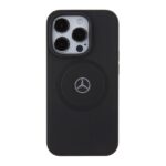 Mercedes MEHMP15L23RMMK iPhone 15 Pro 6.1" Black Hardcase Crossed Lines Pattern Leather MagSafe - imagine 3