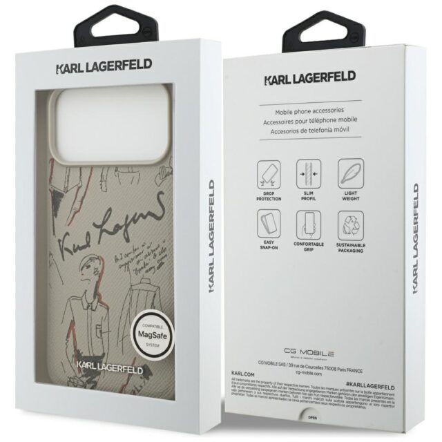 Karl Lagerfeld Grained Pattern & Logo MagSafe Case for iPhone 17 Pro Max Gray - imagine 8