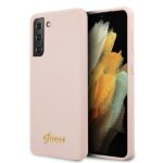 Guess GUHCS21MLSLMGLP S21+ G996 pink hardcase Silicone Script Metal Logo