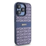 DKNY DKHCP15LPRTHSLB iPhone 15 Pro 6.1 inch blue hardcase Leather Mono Stripe & Metal Logo - imagine 4