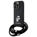 Karl Lagerfeld KLHCP15LSAKCPSK iPhone 15 Pro 6.1" hardcase black Crossbody Saffiano Metal Pin